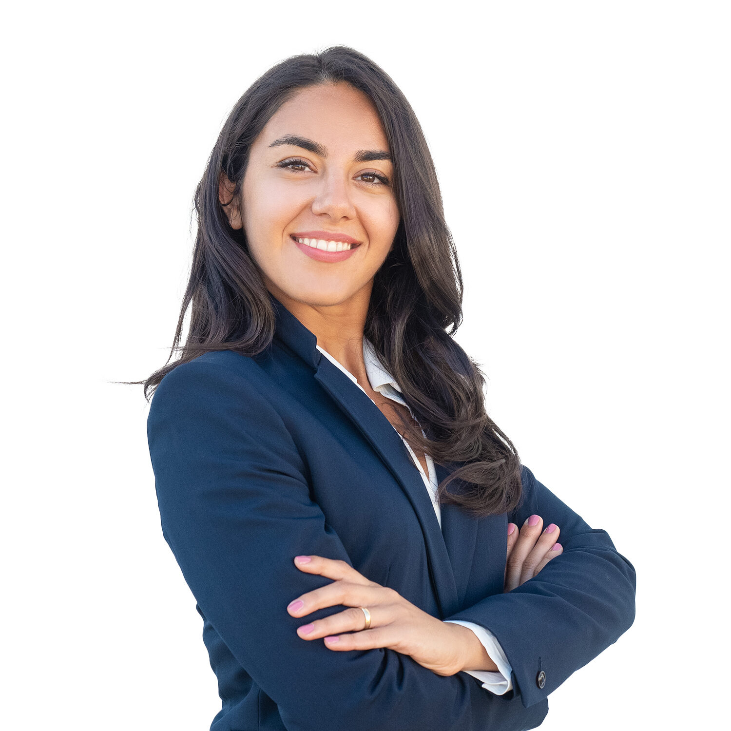 Professional woman in business attire representing inventory specialists and professional services.